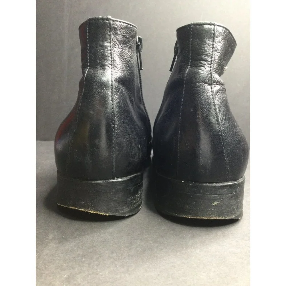 Moreschi Side Zip Leather Ankle Boots Made in Italy Men Size 8 Black